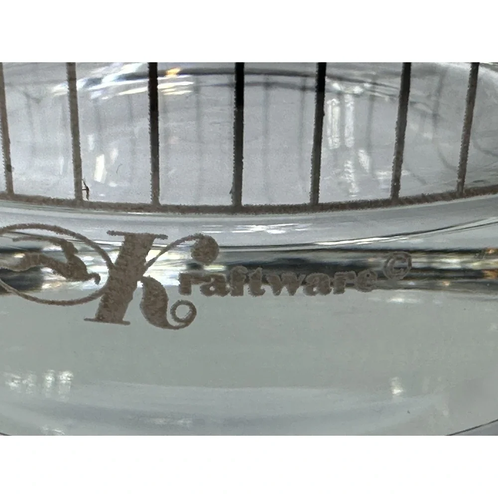 Vintage Kraftware Silver Pinstripe Pattern‎ Glasses Barware Bar Drink Ware